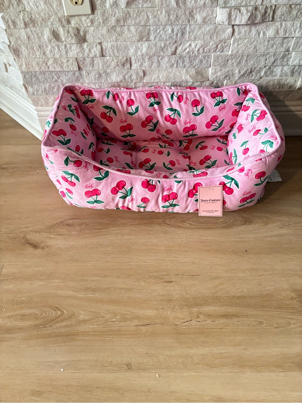 Juicy Couture Pink Cherry Print Kids Pet Bed